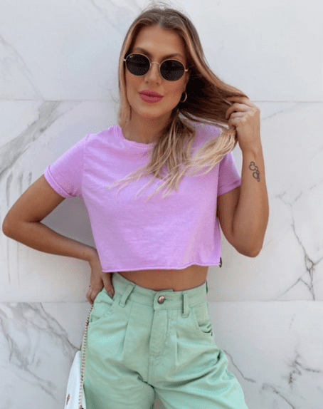 Cropped Liso Lilás