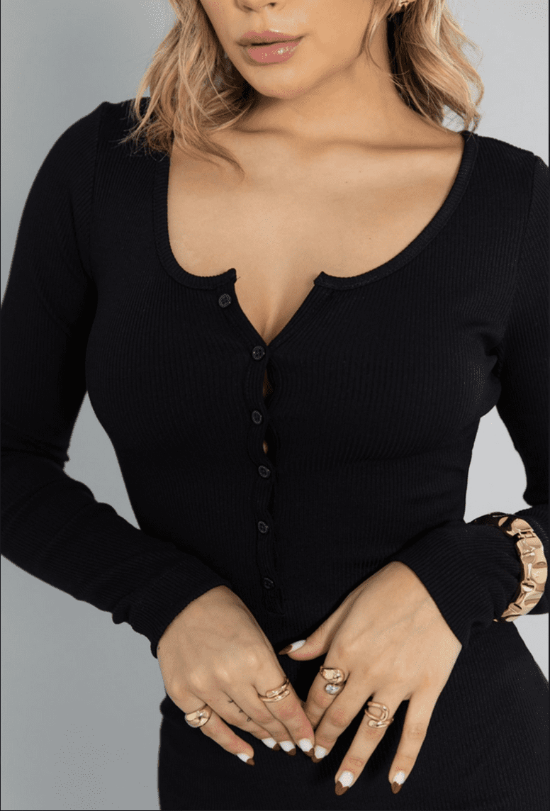 Vestido Canelado Preto - Imagem 2