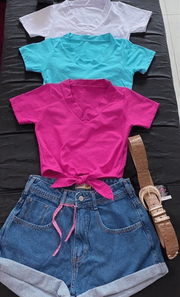 Cropped com Laço Rosa
