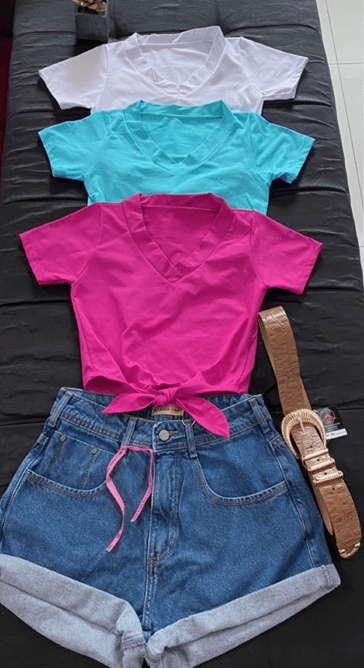Cropped com Laço Rosa