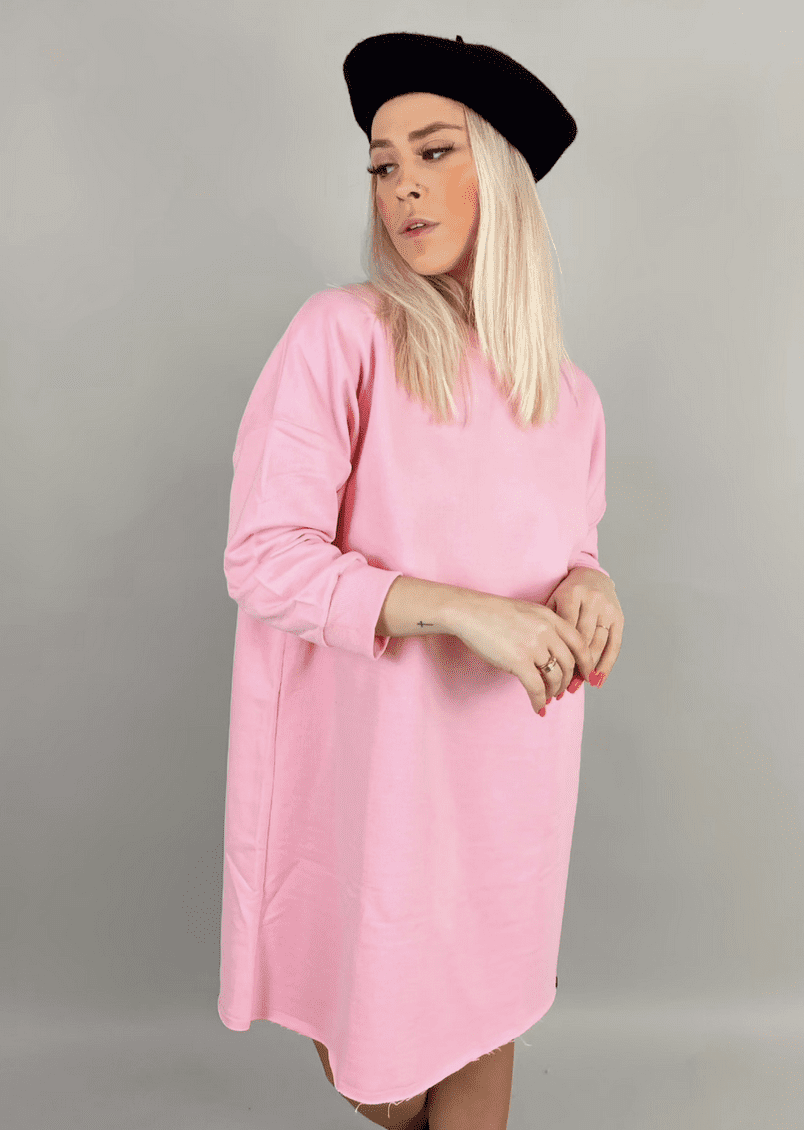 Vestido Moletom Manga 3/4 Rosa - Imagem 3