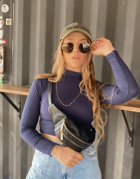 Cropped Canelado Manga Longa
