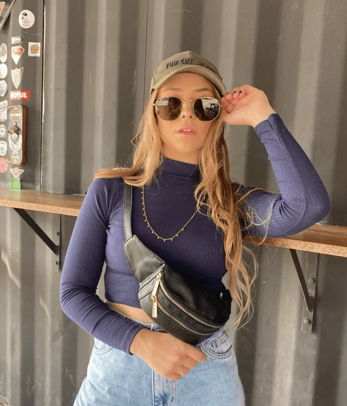 Cropped Canelado Manga Longa