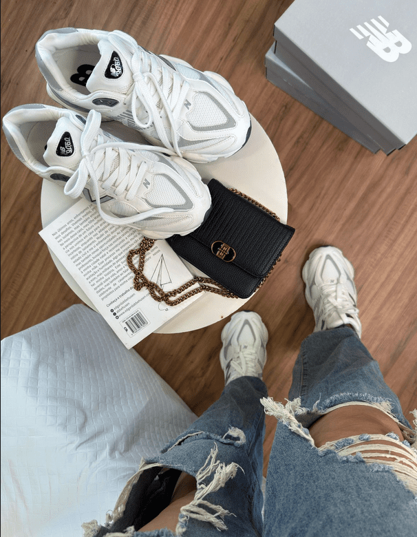 New Balance 9060 Branco/Cinza Couro Legítimo Importado - Imagem 3