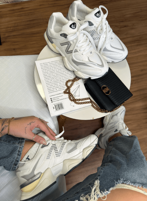 New Balance 9060 Branco/Cinza Couro Legítimo Importado - Imagem 2