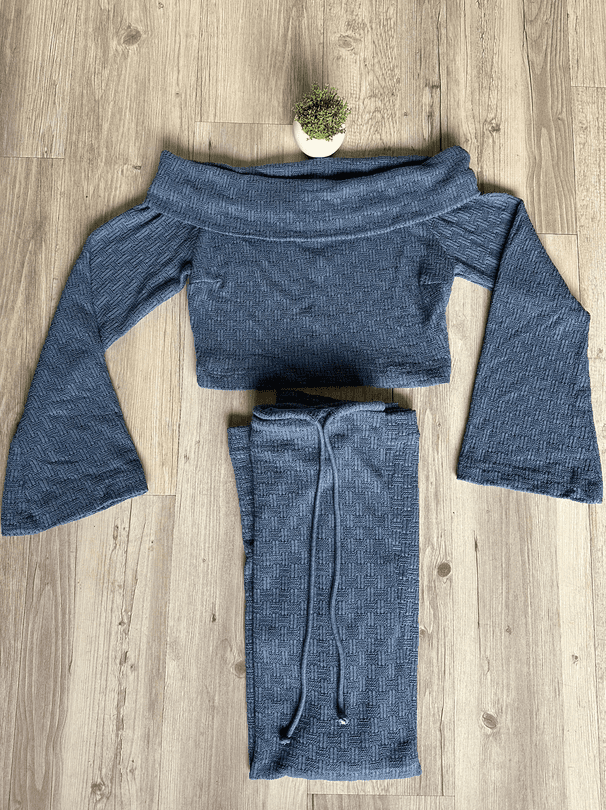 Conjunto Blusa/Saia Algodão Azul Jeans - Imagem 3