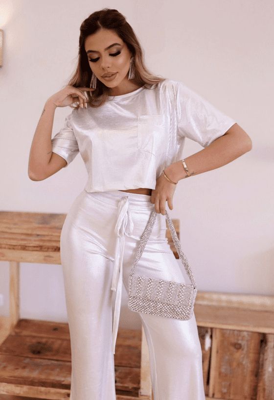 Conjunto Cropped/Calça Poliéster - Imagem 2