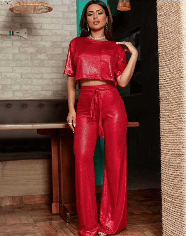 Conjunto Cropped/Calça Poliéster - Imagem 4