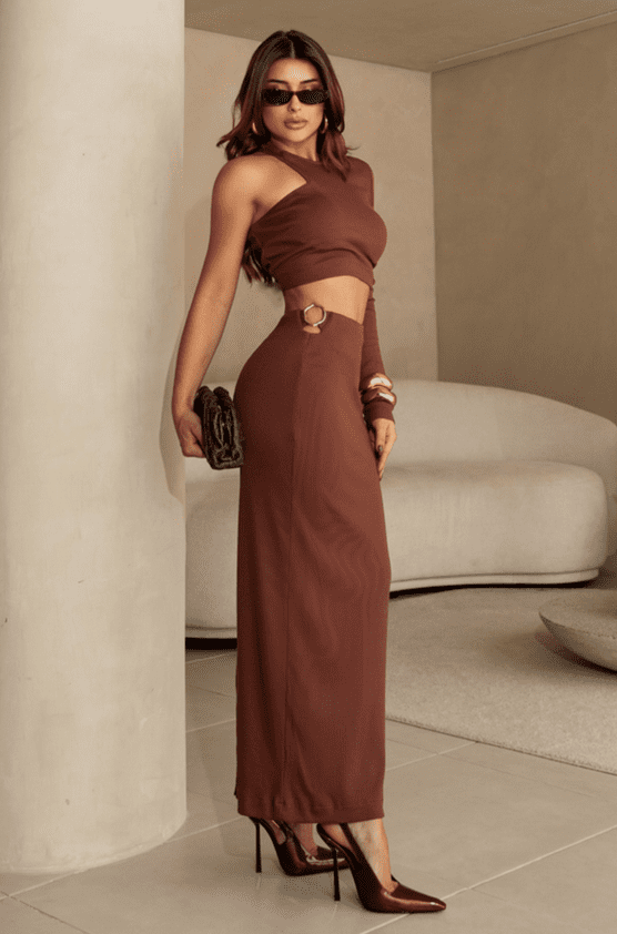 Conjunto Saia/Blusa Canelado Laranja - Imagem 2