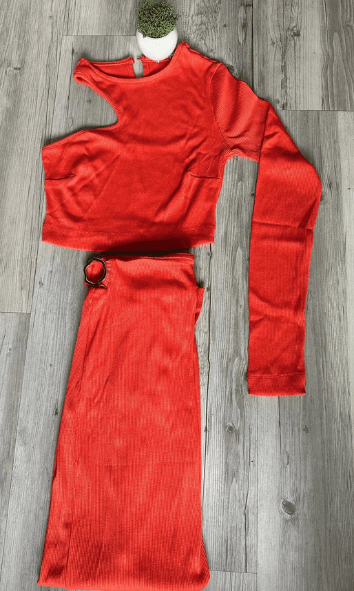 Conjunto Saia/Blusa Canelado Laranja - Imagem 4