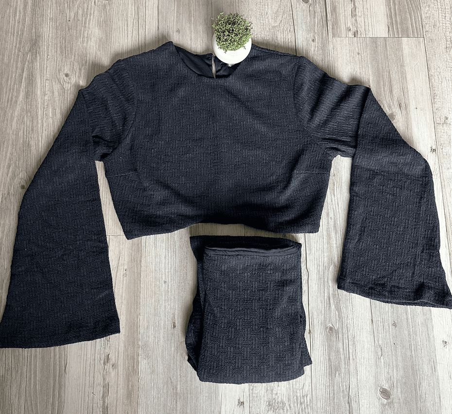 Conjunto Cropped/Saia Algodão Preto - Imagem 5