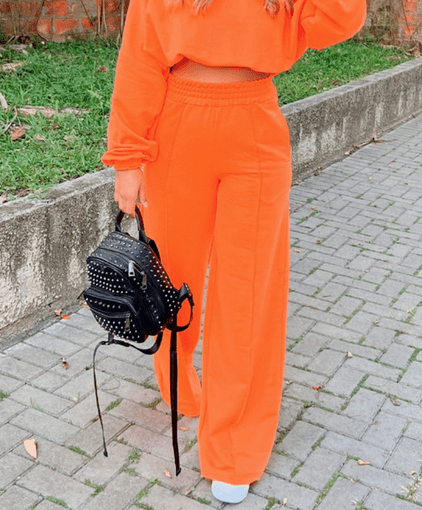 Calça Pantalona Moletom Laranja
