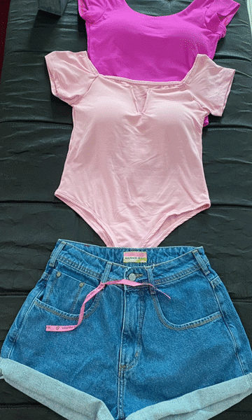 Body Decote V Rosa Envelhecido