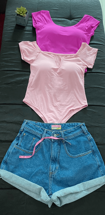 Body Decote V Rosa Envelhecido
