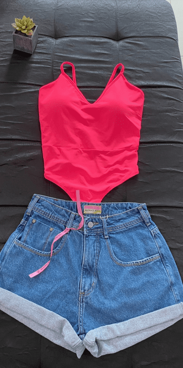 Body Decotado Rosa Chiclete