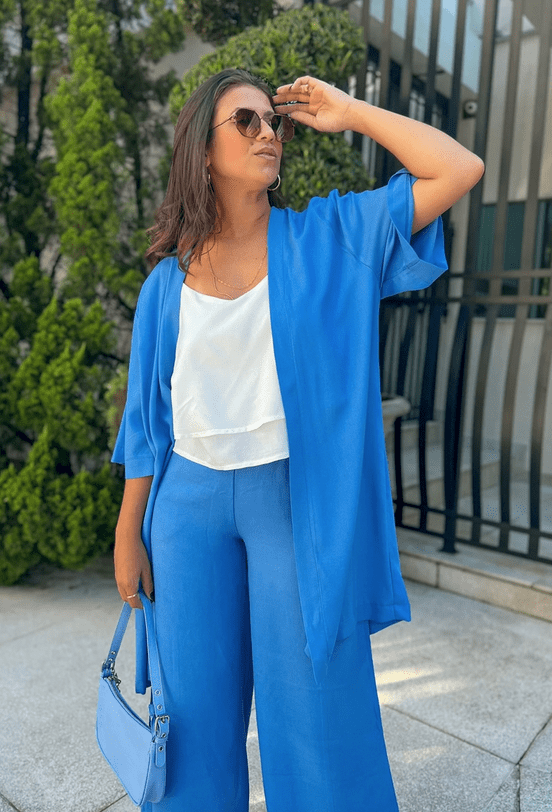 Kimono de Viscose Amplo Azul - Imagem 3