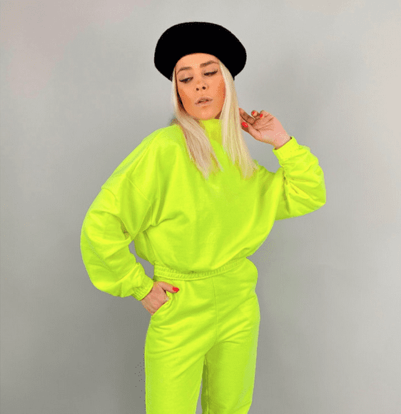 Casaco de Moletom Cropped Amarelo Neon - Imagem 3