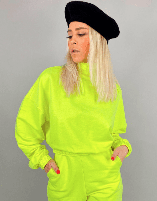 Casaco de Moletom Cropped Amarelo Neon - Imagem 4