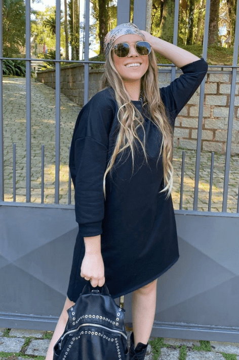 Vestido Manga 3/4 Preto - Imagem 2