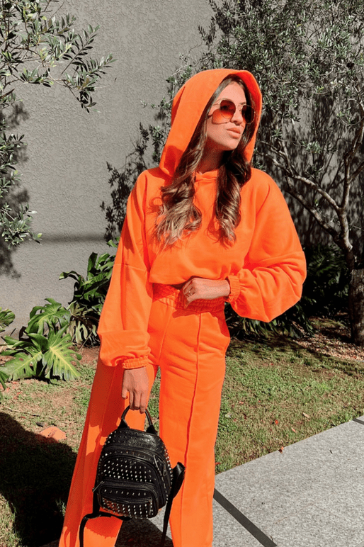 Casaco de Moletom com Capuz Laranja - Imagem 5