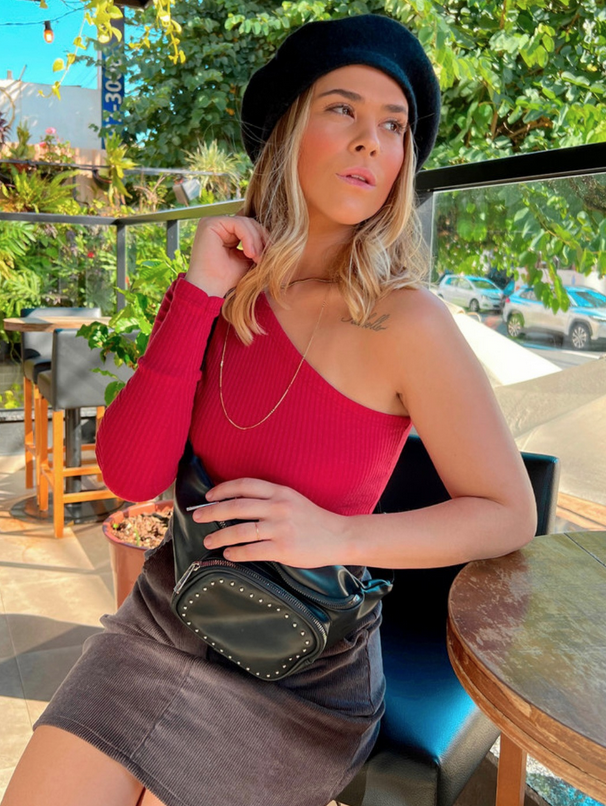 Blusa Um Ombro Só Marsala - Imagem 3
