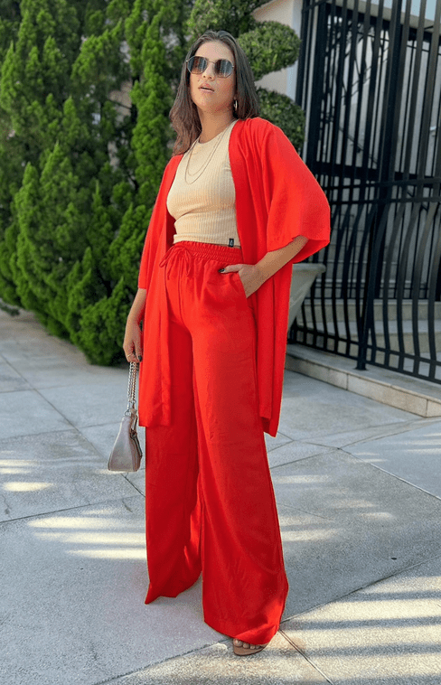 Kimono de Viscose Amplo Laranja - Imagem 2