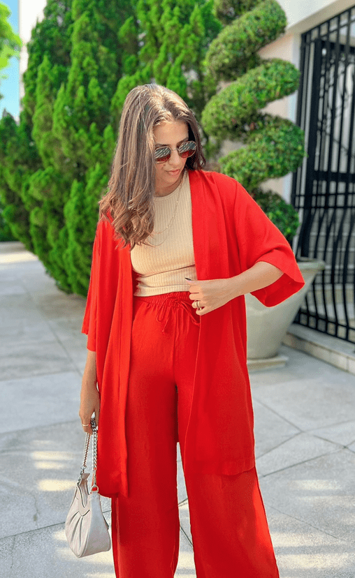 Kimono de Viscose Amplo Laranja