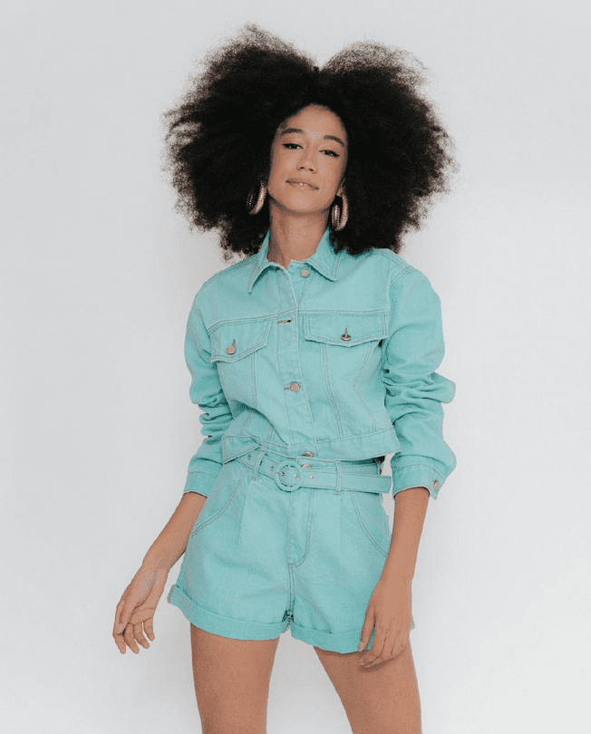 Jaqueta Cropped Azul Claro