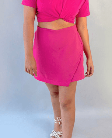 Short Saia Transpassado Rosa Vibrante - Imagem 3