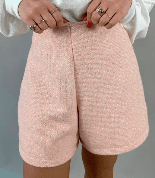 Short Tweed Rosa Claro