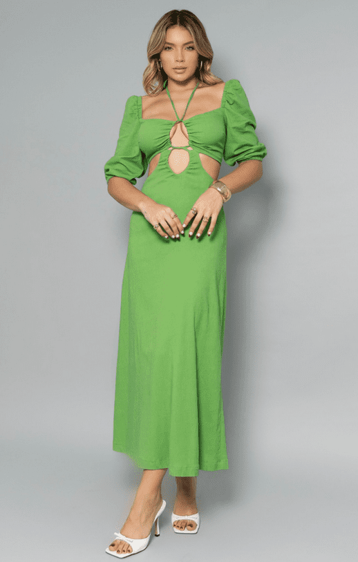 Vestido Linho Verde Abacate