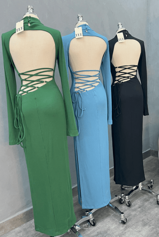 Vestido Canelado Azul Jeans - Imagem 3