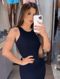 Vestido Canelado Alcinha C/Bojo Preto