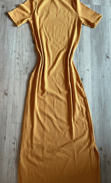 Vestido Canelado Mostarda