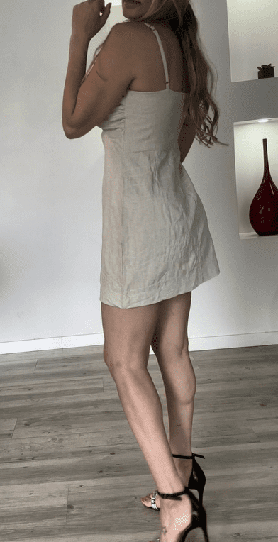 Vestido Curto Linox Linho Nude - Imagem 2