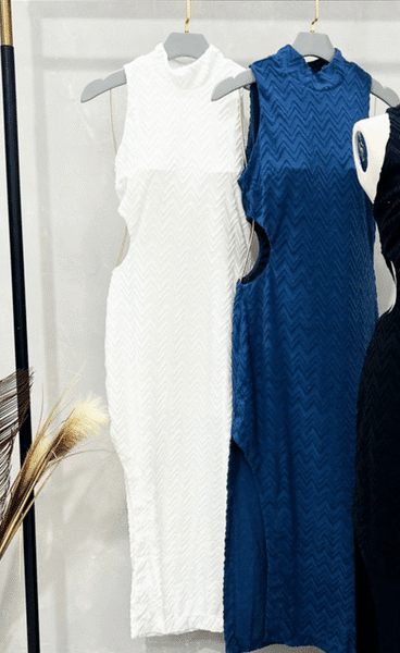 Vestido Longo Algodão Texturizado