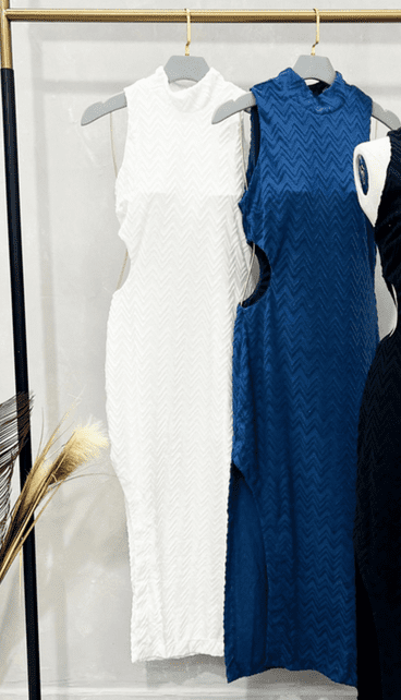Vestido Longo Algodão Texturizado