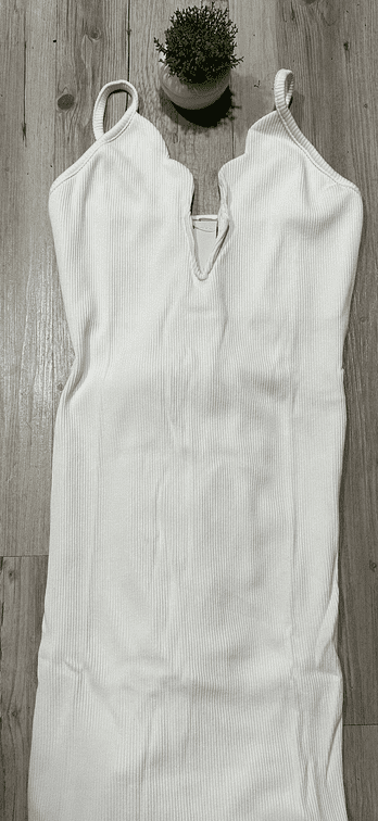 Vestido Canelado de Alcinha Off White