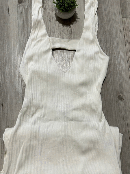 Vestido Longo Canelado Off White