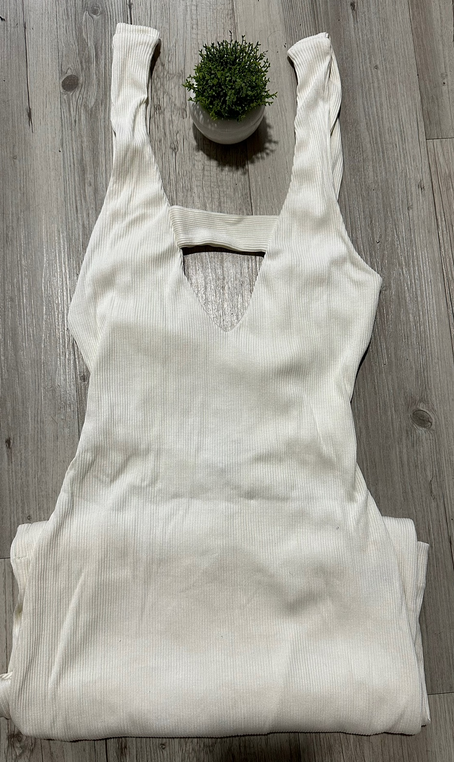 Vestido Longo Canelado Off White