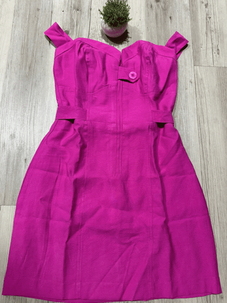 Vestido Viscose Curto Rosa Chiclete