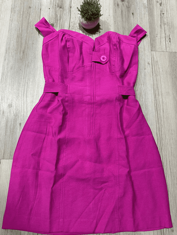 Vestido Viscose Curto Rosa Chiclete