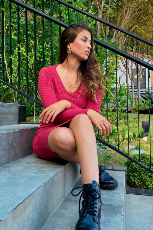 Vestido Midi Canelado Marsala - Imagem 2