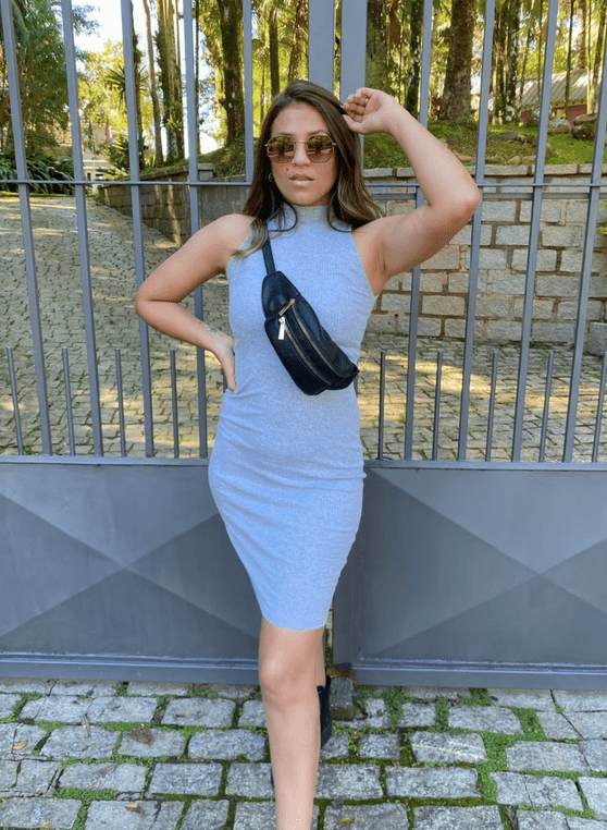 Vestido Canelado Mescla