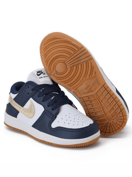 Nike Dunk Infantil Marinho/Branco/Dourado