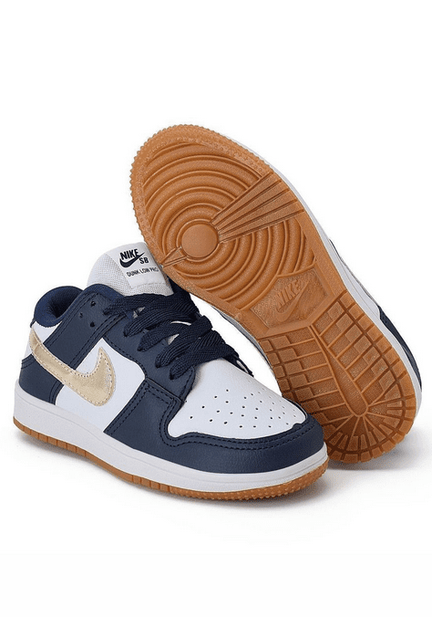 Nike Dunk Infantil Marinho/Branco/Dourado