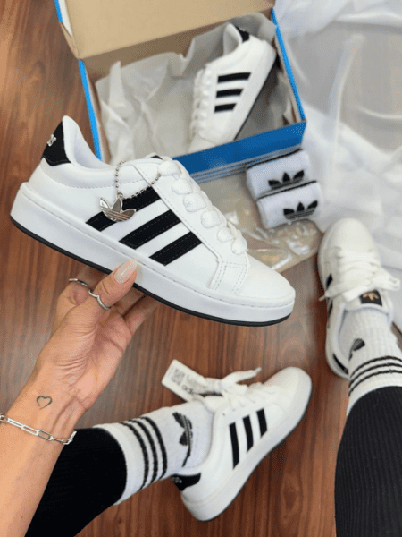 Adidas Campus Branco/Preto Acompanha Meia