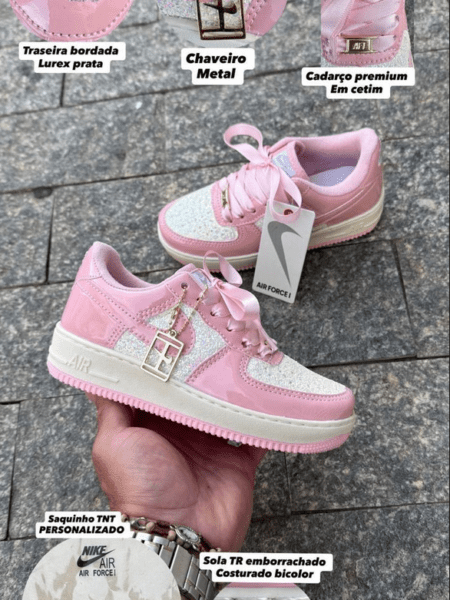 Nike Air Force infantil Rosa/Glitter